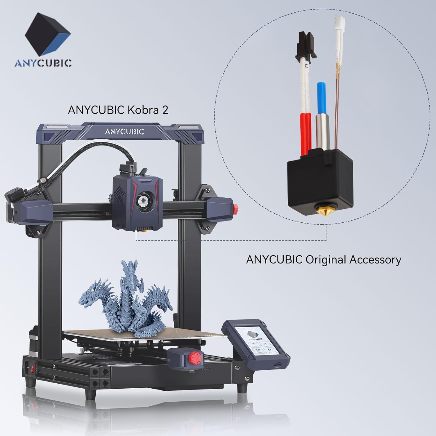 Cap de imprimare pentru imprimanta 3D Anycubic Kobra 2, Kobra 2 Plus, Kobra 2 Max, Kobra 2 Pro, Kobra 2 Neo, cu duza de 0.4 mm si protectie din silicon