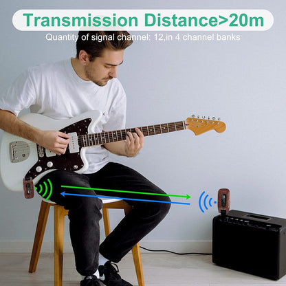 Sistem wireless pentru chitara 2.4GHz, plug and play, cu transmitator si receptor, 8 ore de functionare, pentru chitara electrica, chitara bass, vioara, orga