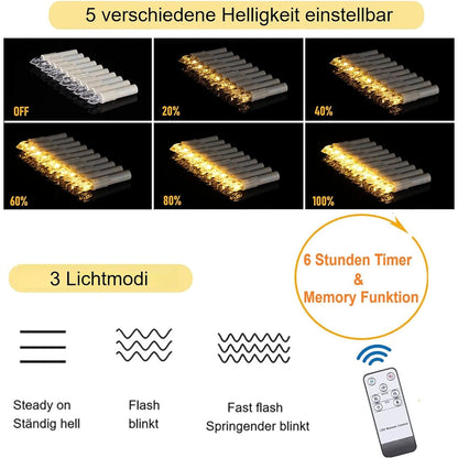 Set 10 Lumanari LED cu telecomanda, impermeabile IP64, dimabile cu 5 niveluri luminozitate, 3 moduri iluminare, cu prindere tip clema, tarus, ventuza sau suport, pentru Halloween, Craciun, nunta, petrecere, decoratiuni de gradina