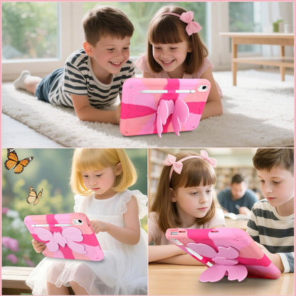Husa de protectie pentru iPad Gen11, 11inch 2025 A16 si Gen 10, 10,9 inch 2022, cu stand stil fluture, suport pix, margini intarite, curea de umar, carcasa rezistenta la socuri, roz