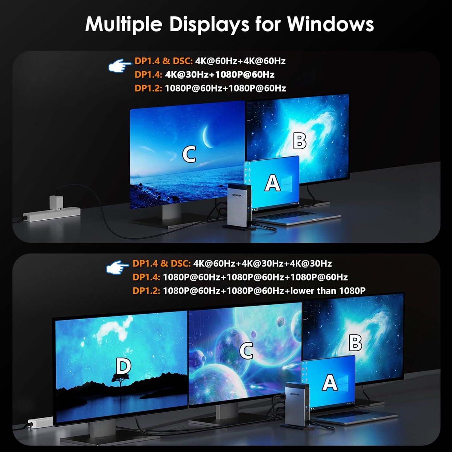 Statie de andocare 11 in 1 cu extindere display 8K, 125W PD3.1 Pass-through, 2 DisplayPort, 1 HDMI, 2 x USB-A, 3 x USB-C, Ethernet, SD/TF, Audio/Mic, pentru Windows & MacBook M1/M2/M3/M4