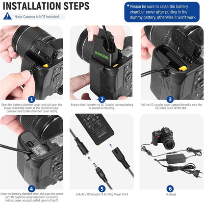 Acumulator dummy Neewer EN-EL14, set pentru alimentare continuă, 9V, compatibil Nikon