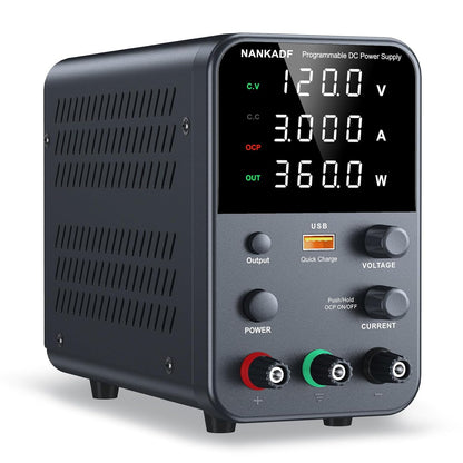 Sursa de alimentare de laborator 0-120 V, 0-3 A, 360 W, cu display LED, ventilator de racire, functie protectie supracurent (OCP), cu port USB 18 W, stabilizare voltaj si curent, CV/CC