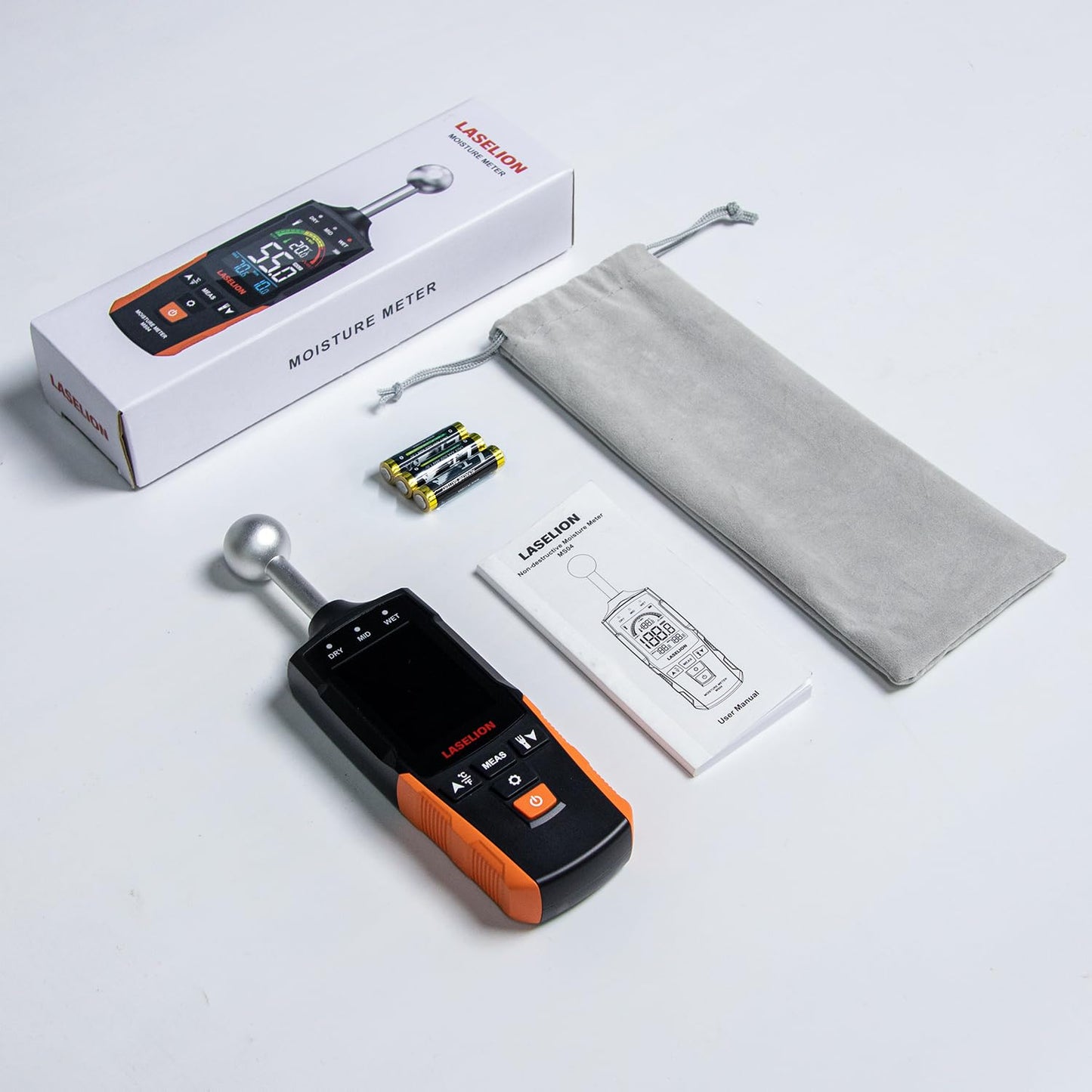 Umidometru, detector de umiditate digital cu ecran LCD, alerta sonora si lanterna LED, 5-40 mm adancime detectare, cu baterii, pentru perete, zidarie, lemn, tencuiala