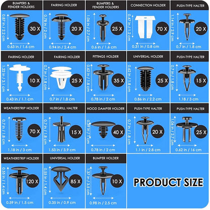 Set 716 piese cleme de fixare, clipsuri auto cu instrumente de demontare