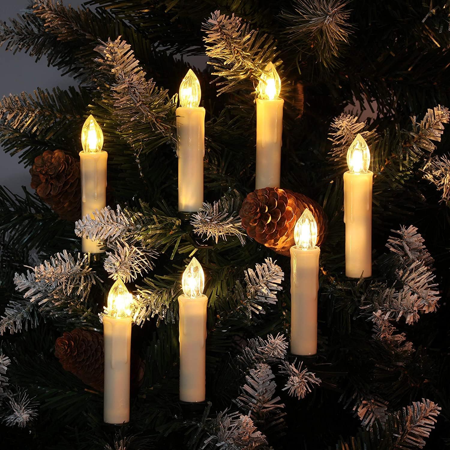 Set 10 Lumanari LED cu telecomanda, impermeabile IP64, dimabile cu 5 niveluri luminozitate, 3 moduri iluminare, cu prindere tip clema, tarus, ventuza sau suport, pentru Halloween, Craciun, nunta, petrecere, decoratiuni de gradina