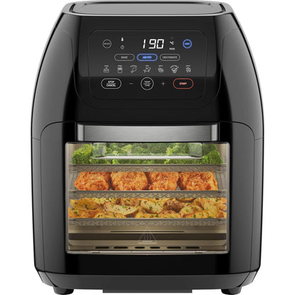 Friteuza Chefman cu aer cald, 10L, 1800 W, 17 optiuni presetate, cu ecran digital, rotisor inclus, deshidrator, convectie rapida, oprire automata, fereastra mare de vizualizare, accesorii din otel inoxidabil, gatit sanatos