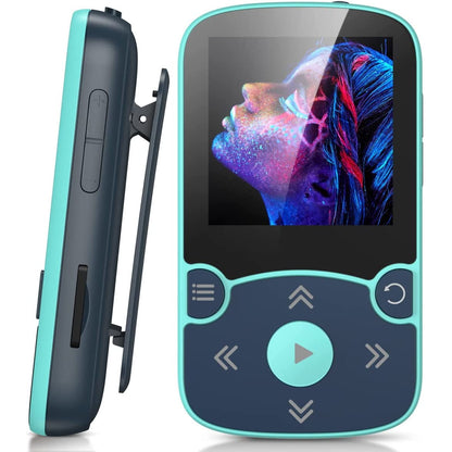 MP3 Player 32 Gb Agptek cu Bluetooth 5.0, cu ecran 1,5 inch, cu clema de prindere, Radio FM, inregistrare, alarma, cronometru, accepta card pana la 128 Gb