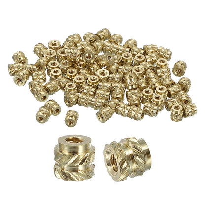 Insertii filetate din alama QUARKZMAN M1 x 0.25, Ø2 x 1.8 mm, set 100 buc, piulite moletate termofixabile pentru plastic, heat set inserts pentru imprimare 3D, filet metric interior, montaj prin caldura sau ultrasunete, rezistente la coroziune