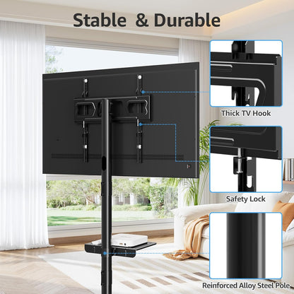 Suport TV stand cu roti, pentru televizoare de 23-60 inch, suporta pana la 35 kg, reglabil pe inaltime, VESA maxim 400x400 mm, negru