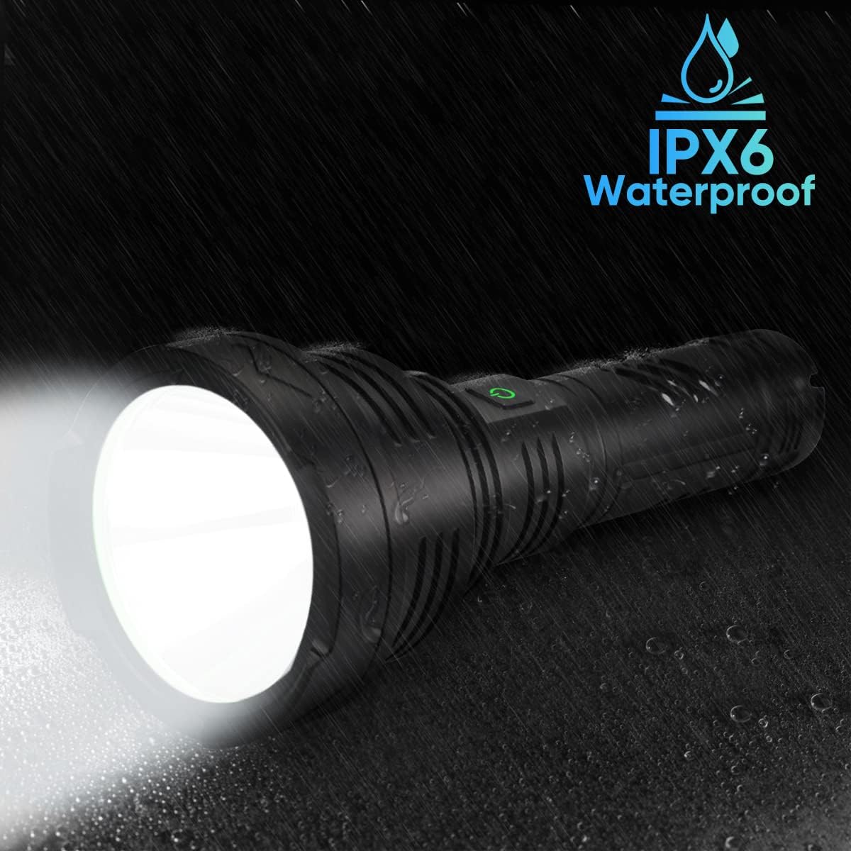 Lanterna LED WholeFire, din aluminiu, 100.000 lumeni, profesionala, acumulator inclus, 5 moduri iluminare, rezistenta la apa, incarcare USB, sursa XHP90, negru