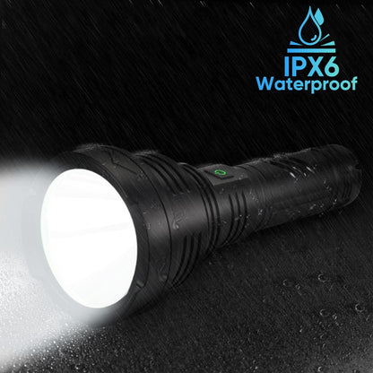 Lanterna LED WholeFire, din aluminiu, 100.000 lumeni, profesionala, acumulator inclus, 5 moduri iluminare, rezistenta la apa, incarcare USB, sursa XHP90, negru