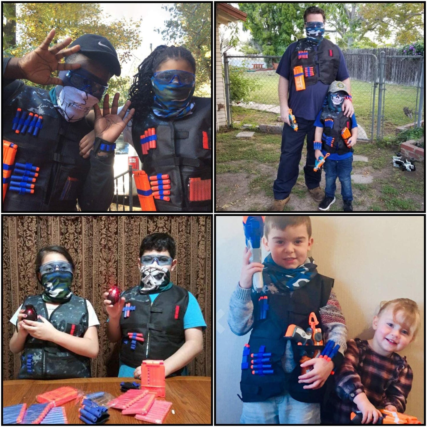 Set vesta compatibila Nerf N-Strike cu 50 sageti de burete, ochelari de protectie, incarcator, esarfa si bratara, sageti rosii