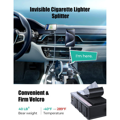 Adaptor bricheta auto 191W Pro, 12V/24V, cu 2 porturi QC & 3.0 18W, 2 PD & 3.0 Pro 30W, 3 prize soclu 80W, 2 porturi USB 15W, monitorizare LED a tensiunii, intrerupatoare, incarcator priza auto pentru smartphone, tableta, dashcam