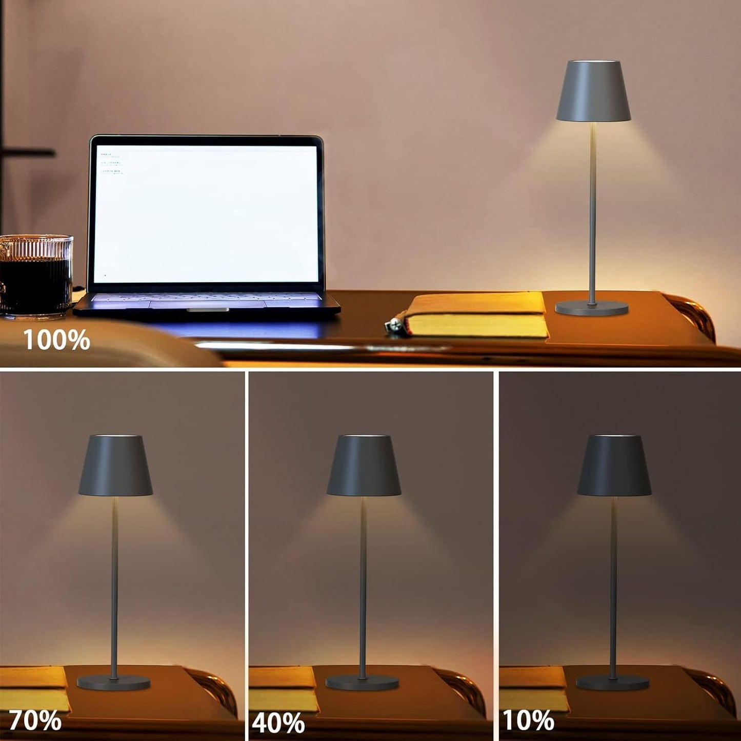 Lampa de masa LED RGB cu statie de incarcare, buton cu touch, dimabila, impermeabila IP54, pentru interior si exterior, hotel, restaurant, terasa, casa, gradina