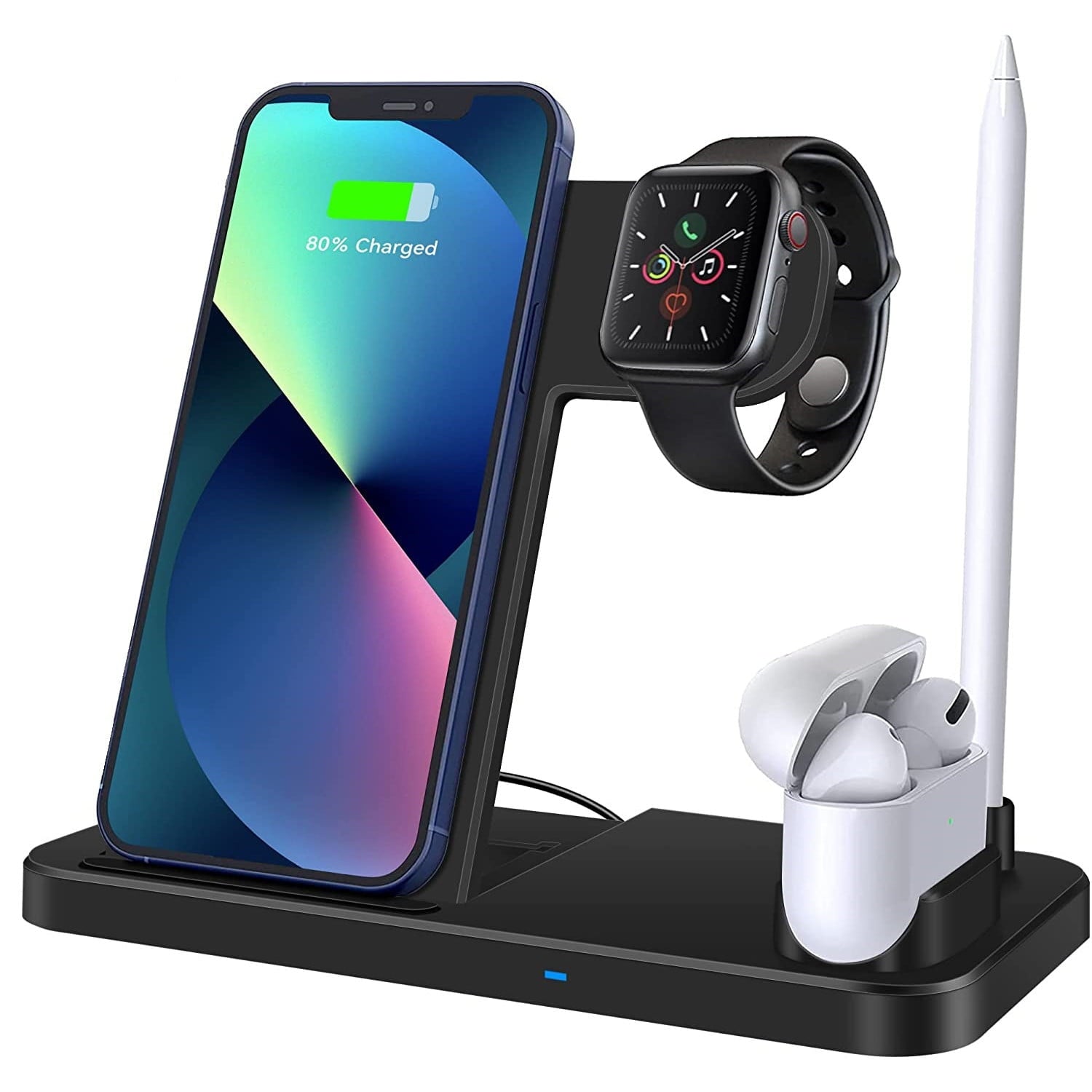 Incarcator wireless 4 in 1, statie de incarcare 15W Qi Fast Charge universal, compatibil Apple Watch si iPhone 12/12 Pro/SE/11/11pro/X/XS/XR/Xs Max, Samsung Galaxy S10 Plus, S10, S10E, S9 Plus