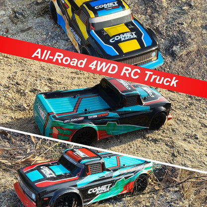 Masina RC cu telecomanda 2.4G, scara 1:12, 48 km/h, 4WD, cu 2 acumulatori reincarcabili 1500 mAh, Exbonzai Comet Racer