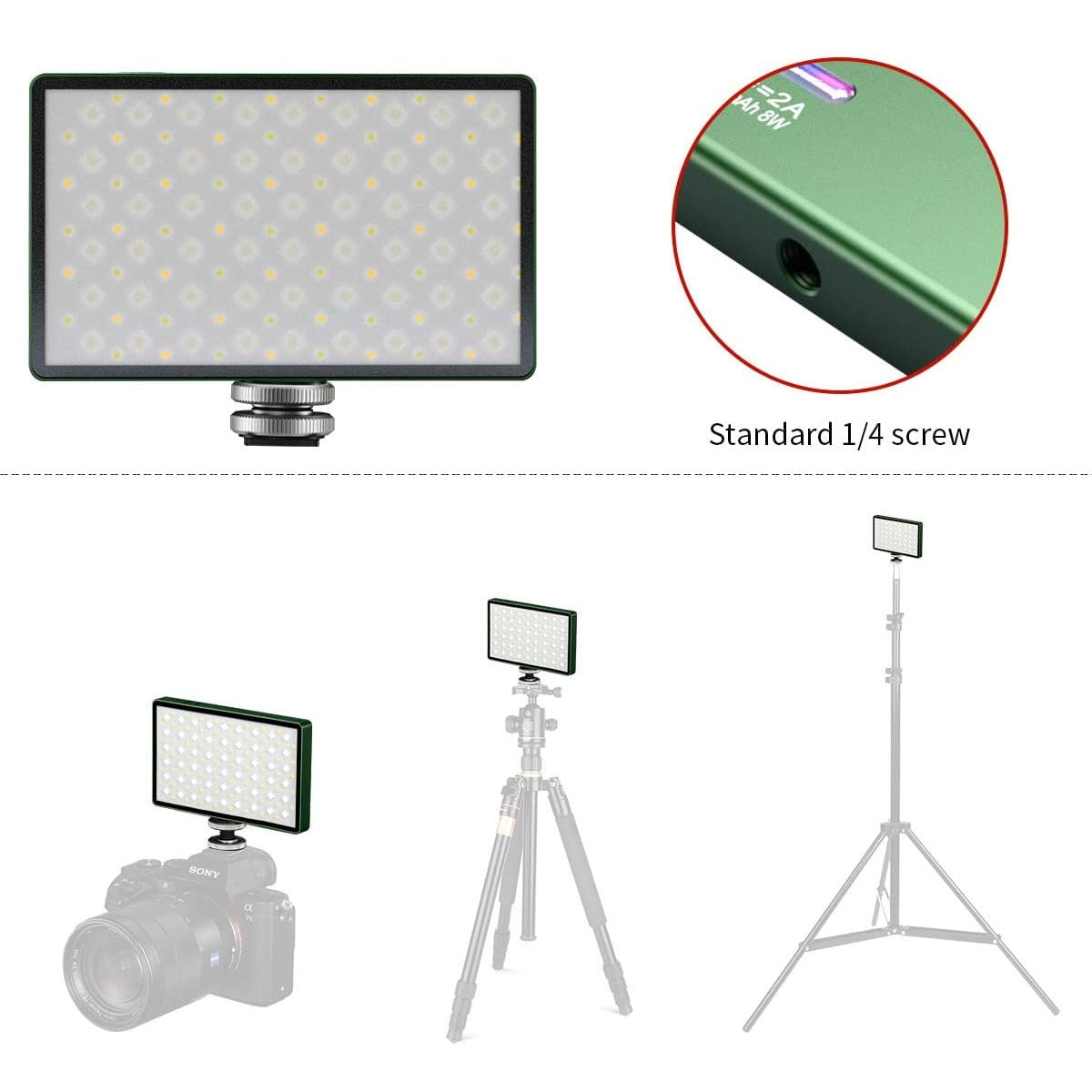 Lampa lumina continua LED Soonpho, RGB color, reglabila 2500K-8500K cu baterie 4000mAh pentru video, selfie, streaming live si fotografie