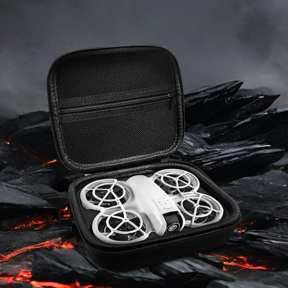 Husa de protectie pentru drona DJI Neo, geanta de transport impermeabila, 18.5 x 16 x 6 cm, rezistenta la socuri, cu interior moale din catifea, buzunare pentru baterii si accesorii, usor de purtat pentru calatorii, neagra