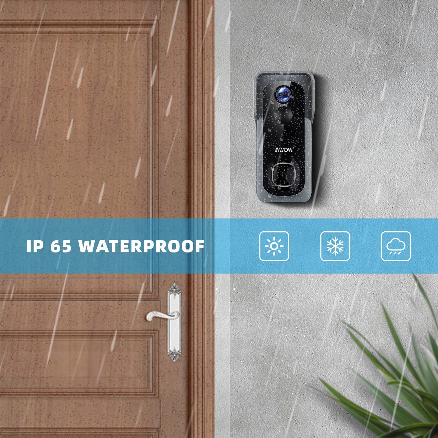 Interfon video smart, sonerie 1080P HD cu senzor de miscare, WLAN 2.4G, impermeabil IP65, cu card de memorie si control prin aplicatie