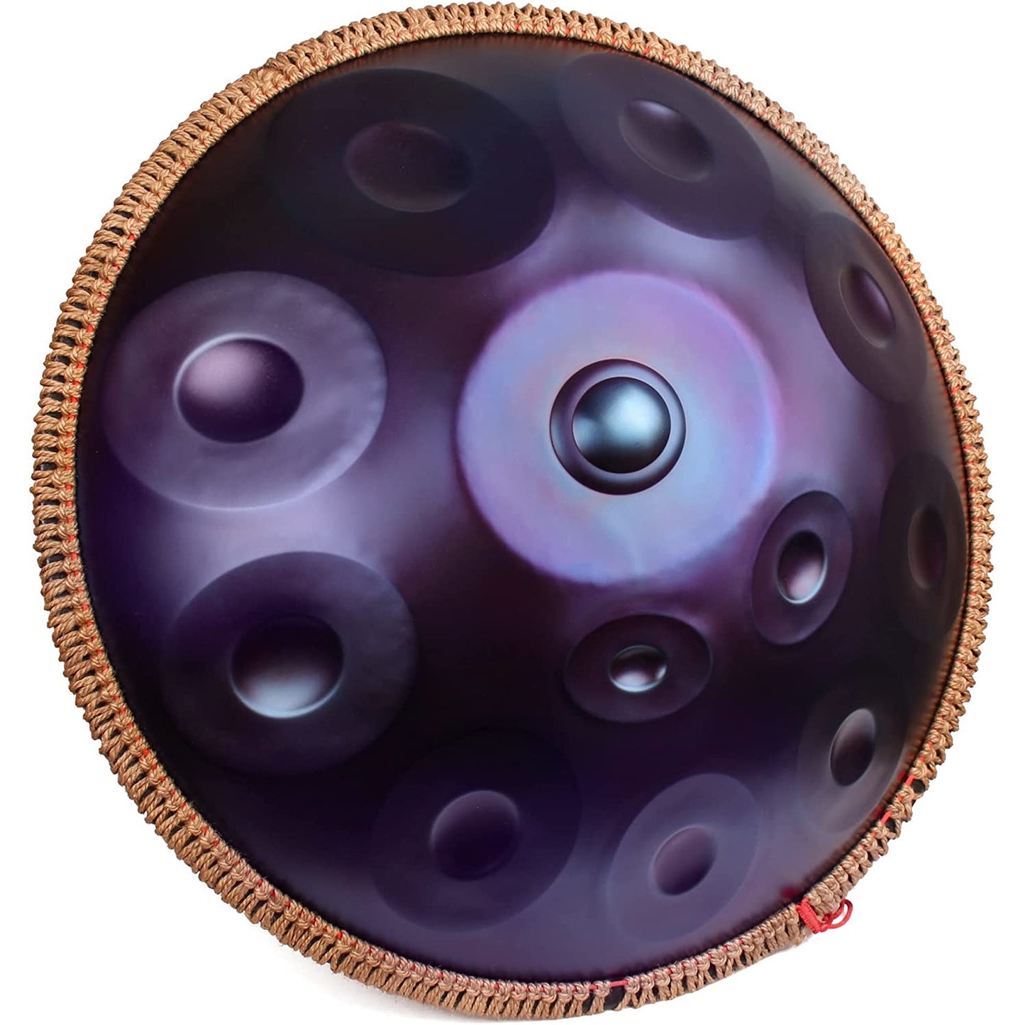 Instrument muzical Handpan cu 12 note in re major, hand drum 22 inch cu husa de depozitare si transport, albastru