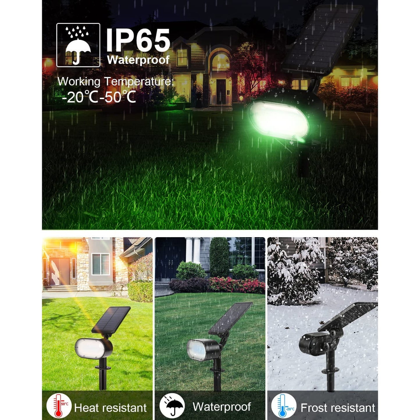 Set de 4 lampi solare LED RGB Bluetooth, cu control prin aplicatie, impermeabile IP65, luminozitate reglabila, pornire si oprire automata, panou si lumina reglabile