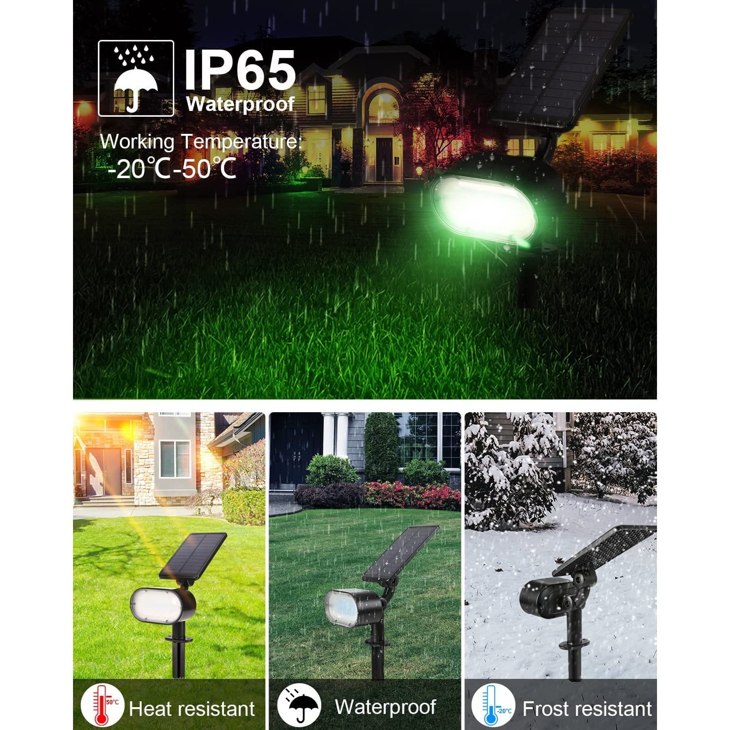 Set de 4 lampi solare LED RGB Bluetooth, cu control prin aplicatie, impermeabile IP65, luminozitate reglabila, pornire si oprire automata, panou si lumina reglabile
