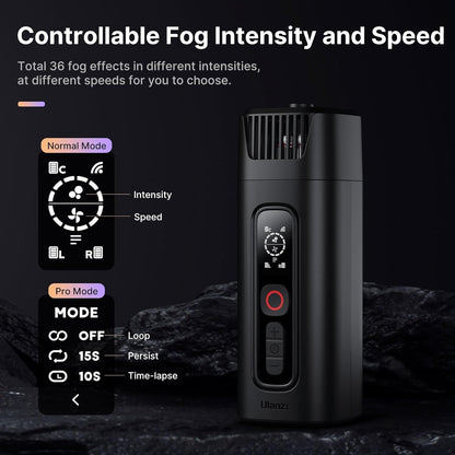 Masina de fum portabila, generator ceata 40 W cu telecomanda wireless, reincarcabil, filet 1/4", intensitate si viteza fum reglabile, pentru fotografie, filmari, nunta, petrecere