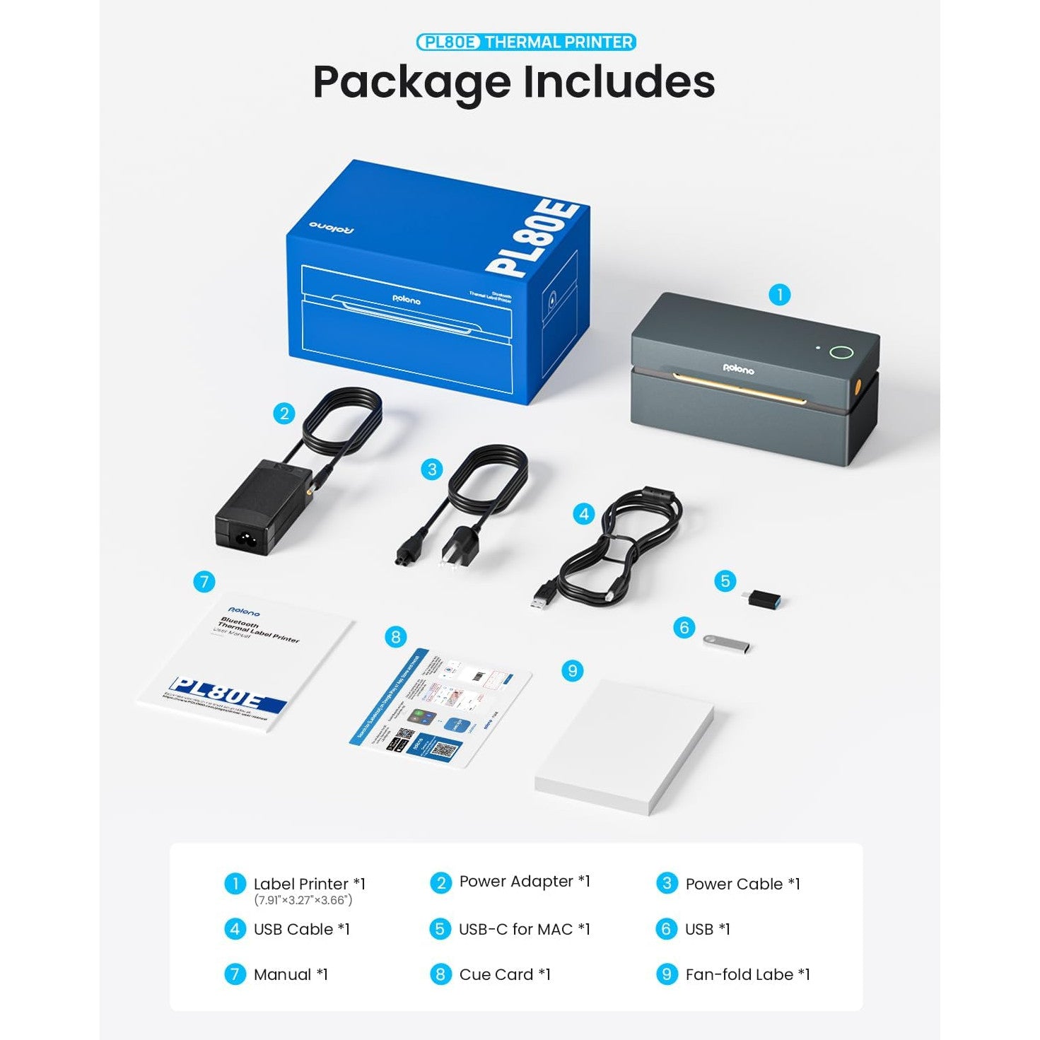Imprimanta termica Bluetooth, pentru etichete rola si pliabile 4 x 6 inch, 150 mm/s, 230 DPI, compatibila iOS, Android, Windows, Mac, Amazon, Shopify, Etsy, USPS, gri