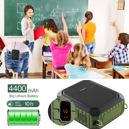 Megafon portavoce Bluetooth portabil, cu microfon headset, 18W, baterie 4400 mAh cu functie powerbank, slot card, impermeabil IPX5, pentru profesori, gid turistic, antrenor