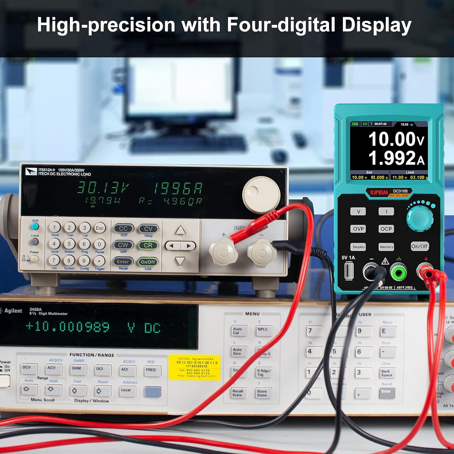 Sursa de alimentare de laborator 0-30 V, 0-10 A programabila, cu afisaj LED, interfata USB pentru control, ventilator racire, port incarcare 5V, functie protectie supracurent (OCP), protectie supratensiune (OVP), multifunctionala