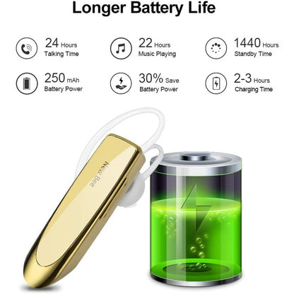 Casca New Bee Bluetooth V5.0, Handsfree, wireless, Reincarcabile, Stereo, Auriu