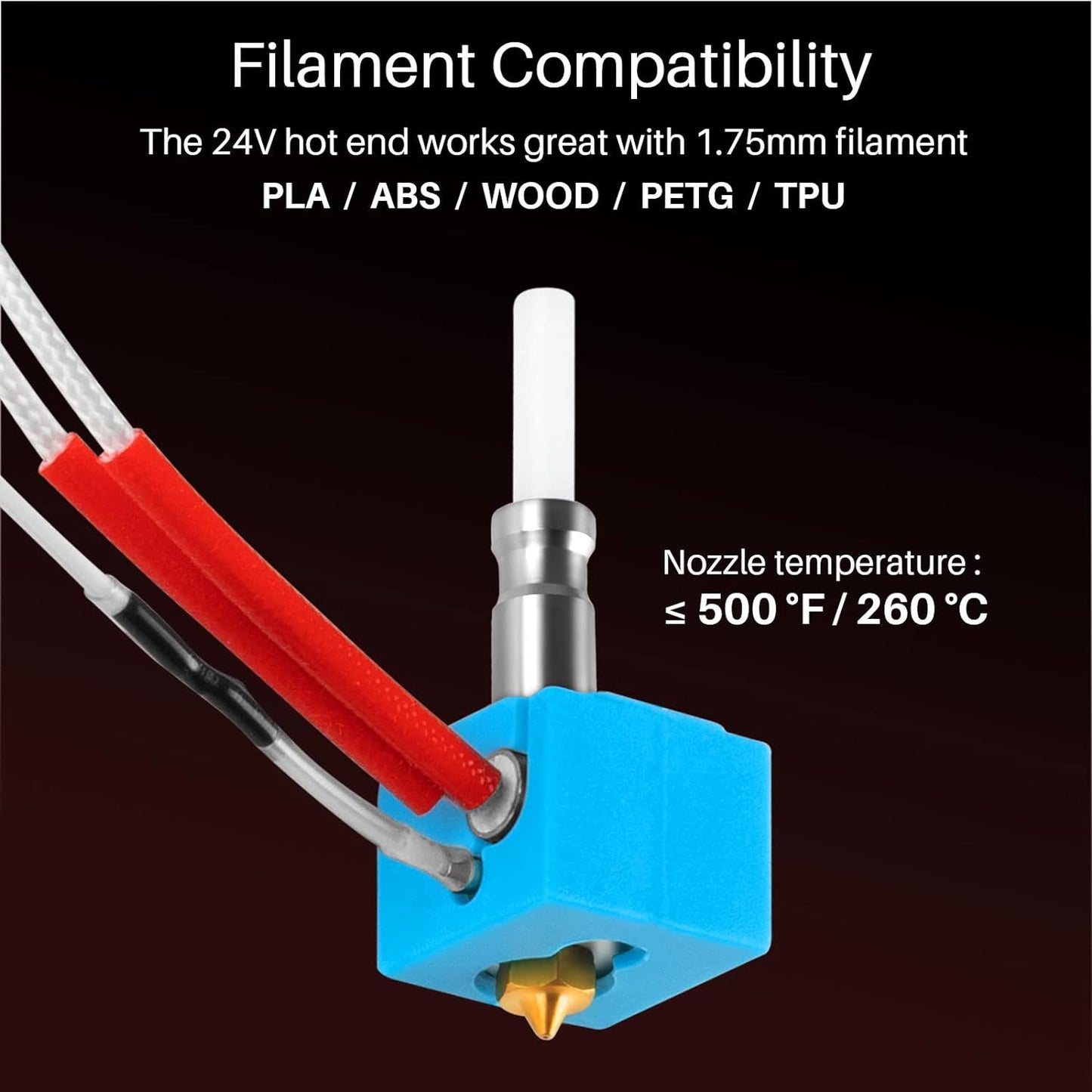 Cap de imprimare J-Head pentru imprimata 3D Anycubic Kobra, cu duza 0.4 mm, bloc incalzire V5 si husa de silicon, pentru filament 1.75 mm, 24V