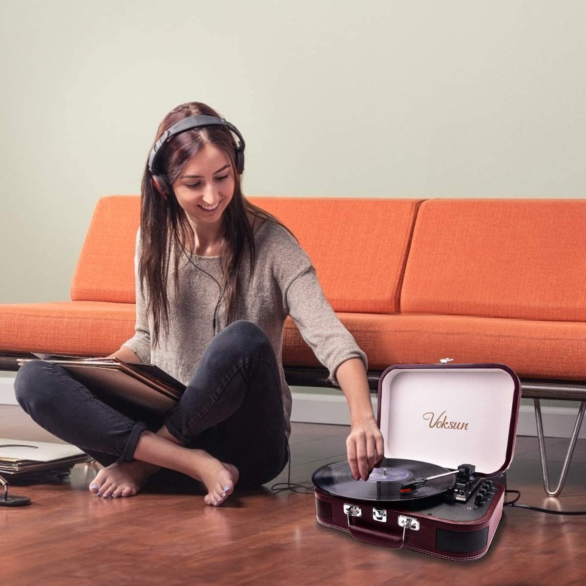 Pick-up Voksun, bluetooth 5.0, AUX, Card SD, USB, boxe incorporate, design tip servieta