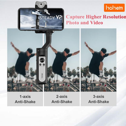 Stabilizator Gimbal iSteady V2 cu 3 axe, urmarire automata AI, lumina LED, control prin gesturi, baterie 2800 mAh, pliabil, pentru smartphone iPhone, Samsung, Huawei P40, Mate30 Pro