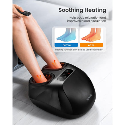 Aparat de masaj pentru picioare RENPHO, cu incalzire pana la 50°C, telecomanda, compresie cu aer, 3 niveluri intensitate, timer automat 15/30 min, husa detasabila, pentru marimi pana la EU 48, pentru ameliorare dureri