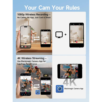 Monitor de selfie wireless pentru smartphone, ecran suplimentar magnetic pentru iPhone si Android, 3.9 inch, cu difuzor incorporat, 50 m distanta de conectare, autonomie 3 ore, negru