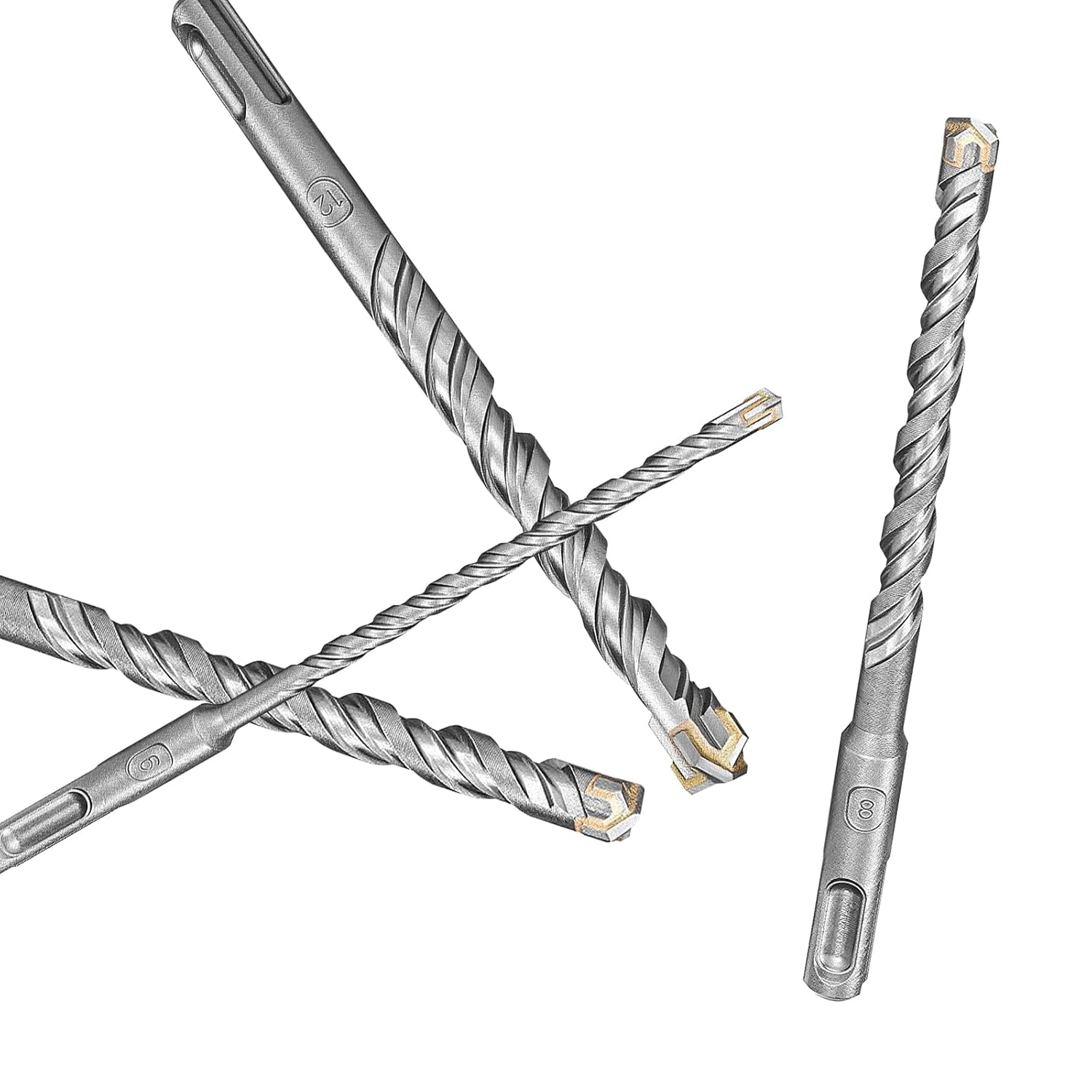 Set 9 burghie de beton SDS Plus diametru 5/6/6/6/8/8/8/10/12 mm x 160 mm, pentru beton, ciment, tencuiala, perete de caramida, tigla ceramica, zidarie