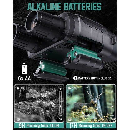 Binoclu digital nightvision cu ecran de 2.31inch, raza de actiune 300 m, infrarosu cu 7 nivele, mod de filmare HD si fotografiere, slot card, pentru vanatoare, observare pasari