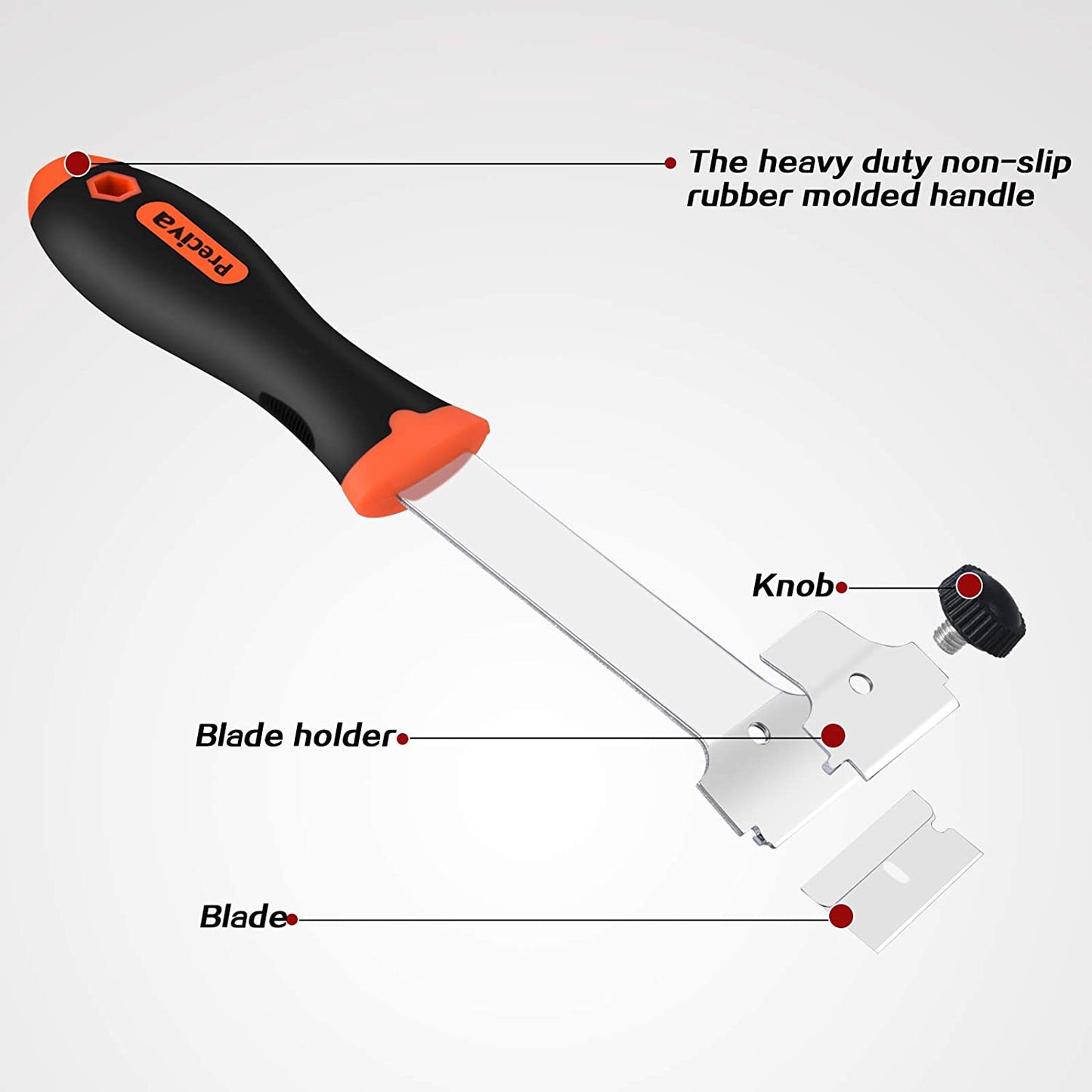 Set racleta pentru plita ceramica si razuitor, cu 20 lame de schimb, cu maner ergonomic, multifunctional, pentru curatare ceramica, sticla, portelan, Preciva