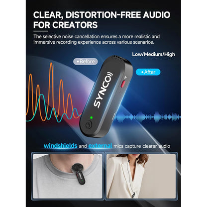 Set 2 microfoane lavaliera profesionale wireless 2.4GHz, raza actiune 250 m, receptor cu touchscreen de 2 inch, 10 ore timp functionare, anulare zgomot, inregistrare de siguranta, pentru PC, Laptop, Smartphone, Camere DSLR