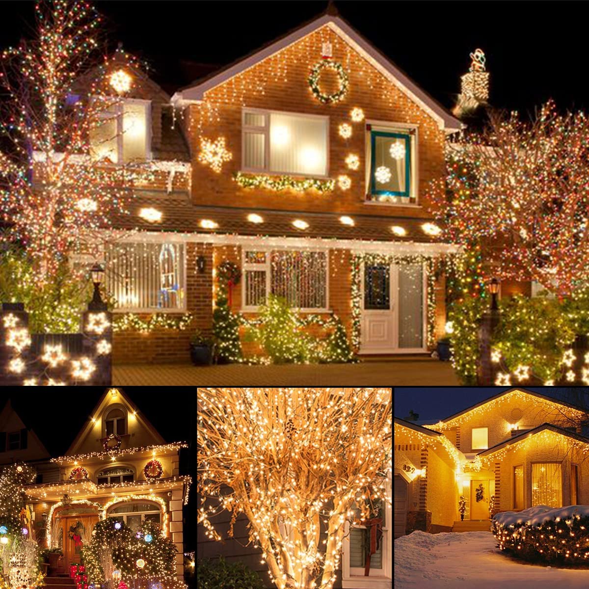 Ghirlanda luminoasa LED de 30 m cu panou solar, cu telecomanda, 8 moduri iluminare, impermeabila IP 65, lumina alba sau colorata, pentru decorare casa, gradina