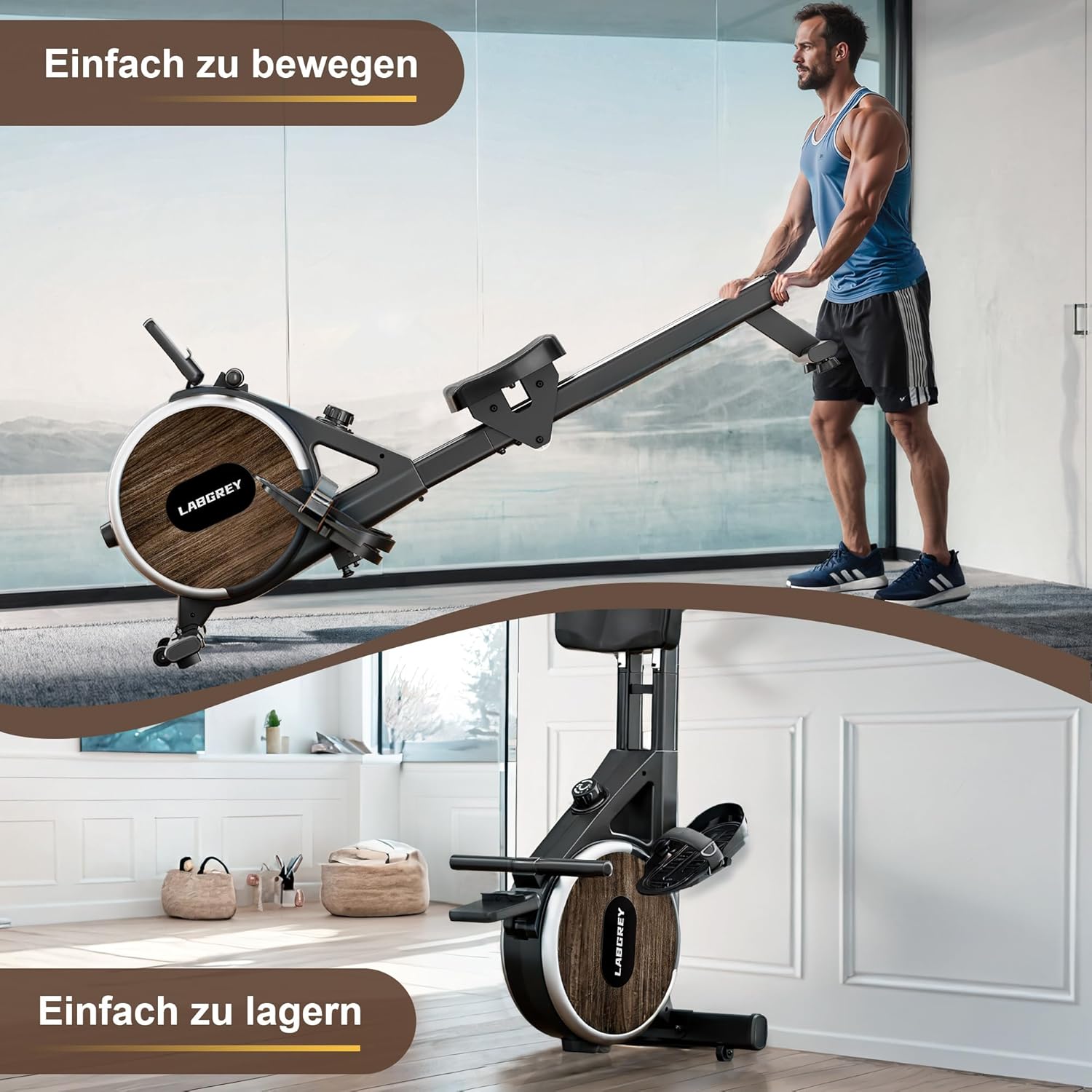 Aparat de vaslit magnetic LABGREY pliabil, Bluetooth, 8 niveluri rezistenta, ultra-silentios, stabil, capacitate 158 kg – pentru acasa