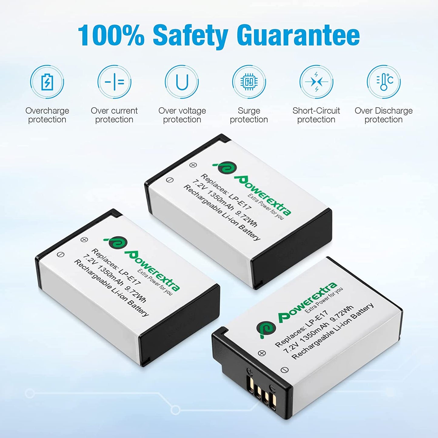 Set de 3 acumulatori LP-E17 1350 mAh 7.2 V cu incarcator triplu cu afisaj LCD, pentru Canon EOS 77D 200D 750D 760D 800D M3 M5 M6