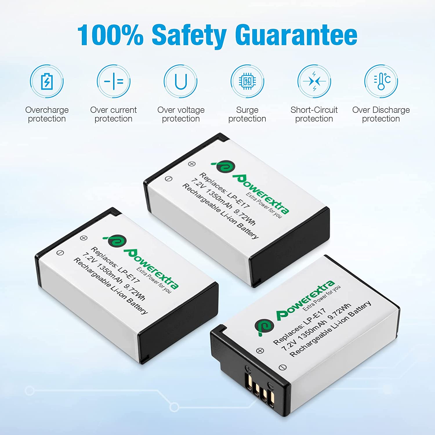 Set de 3 acumulatori LP-E17 1350 mAh 7.2 V cu incarcator triplu cu afisaj LCD, pentru Canon EOS 77D 200D 750D 760D 800D M3 M5 M6