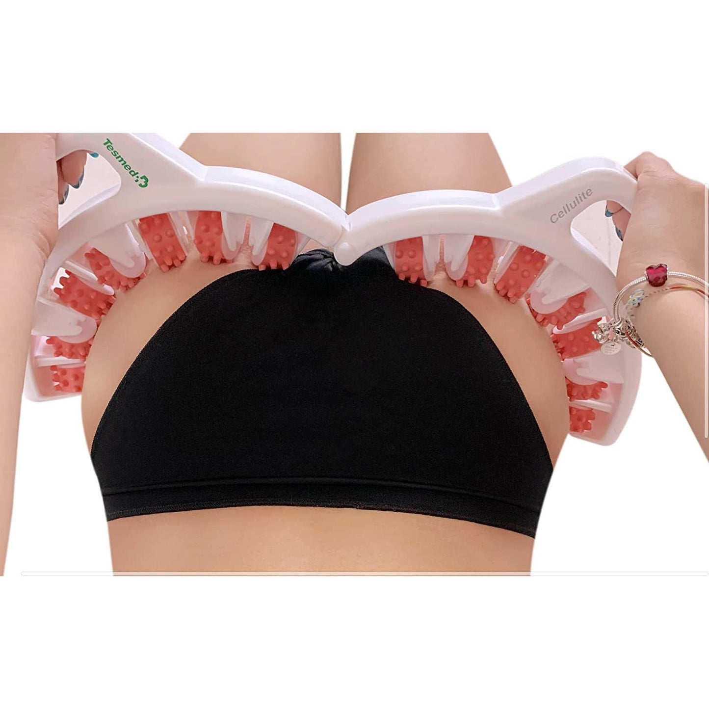 Dispozitiv pentru masaj anti celulita, cu 14 role convergente, efect de relaxare, pentru picioare, coapse, stern, abdomen, strange si netezeste pielea