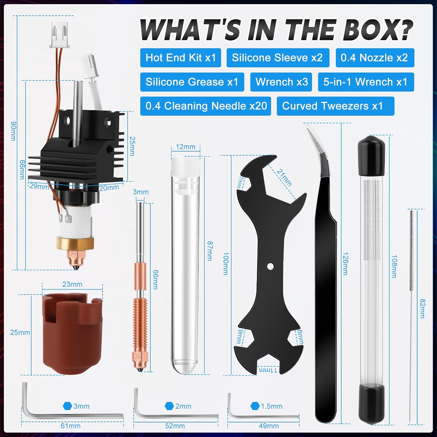 Set de 31 piese kit upgrade Hotend pentru imprimanta 3D Creality K1/K1 Max/K1C, bloc incalzire ceramic, duza 0, 4 mm, viteze pana la 600 mm/s, rezistent la temperaturi ridicate, instrumente curatare si accesorii