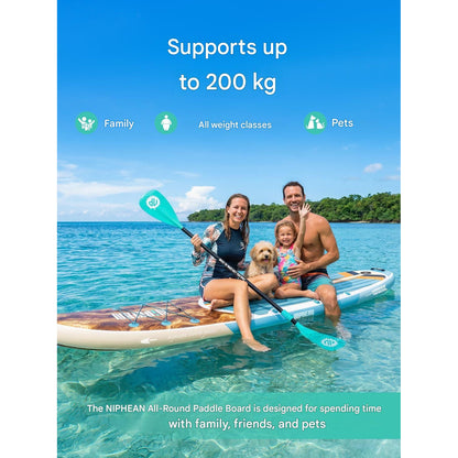 Placa Stand Up Paddle gonflabila Niphean 320 cm, set SUP complet pentru surf, caiac si agrement, cu scaun caiac, vasla reglabila si pompa, capacitate 200 kg, PVC rezistent, platforma EVA antiderapanta, pentru adulti si incepatori