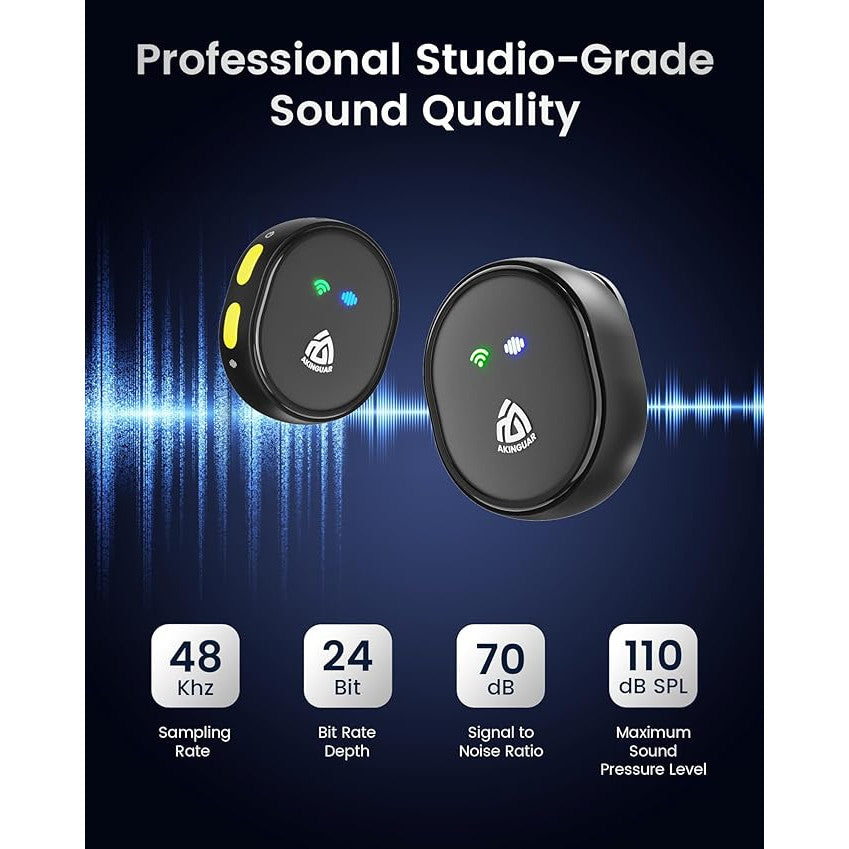 Set microfon lavaliera cu 2 microfoane mini si 1 receptor, wireless, Plug and Play, audio HiFi 48 kHz 24 biti, distanta transmisie 200 m, USB-C, mufa Lightning si USB-A, pentru telefon, tableta, laptop, compatibil Android si iOS