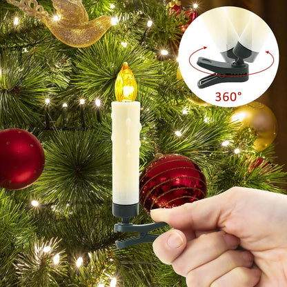 Set 30 lumanari wireless LED cu telecomanda, 1.5 x 9 cm, luminozitate reglabila, temporizator, pentru brad, cu baterii incluse